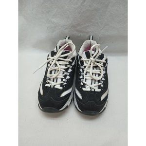 WOMENS SKECHERS D'LITES LIFE SAVER BLACK WHITE SILVER SNEAKERS Size 8